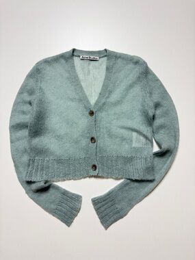 acne studios kodilia cropped boxy mohair blend cardigan womens small